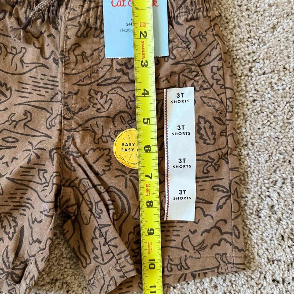 NWT Cat & Jack Boys 3T Drawstring Dinosaurs Brown Shorts Casual Kidswear Artsy - Picture 4 of 9